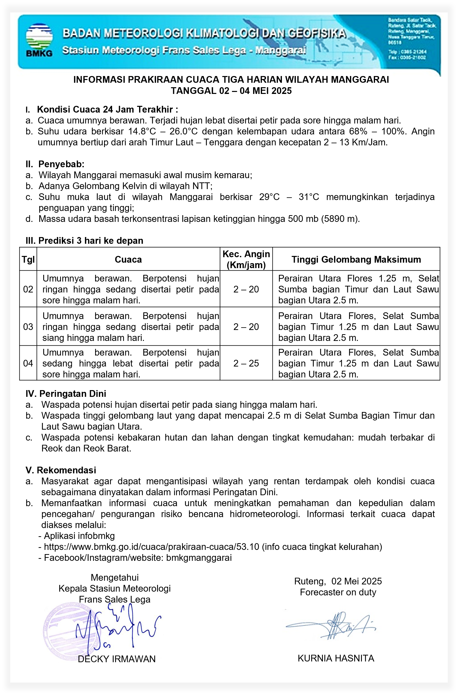 prakiraan cuaca 3 harian