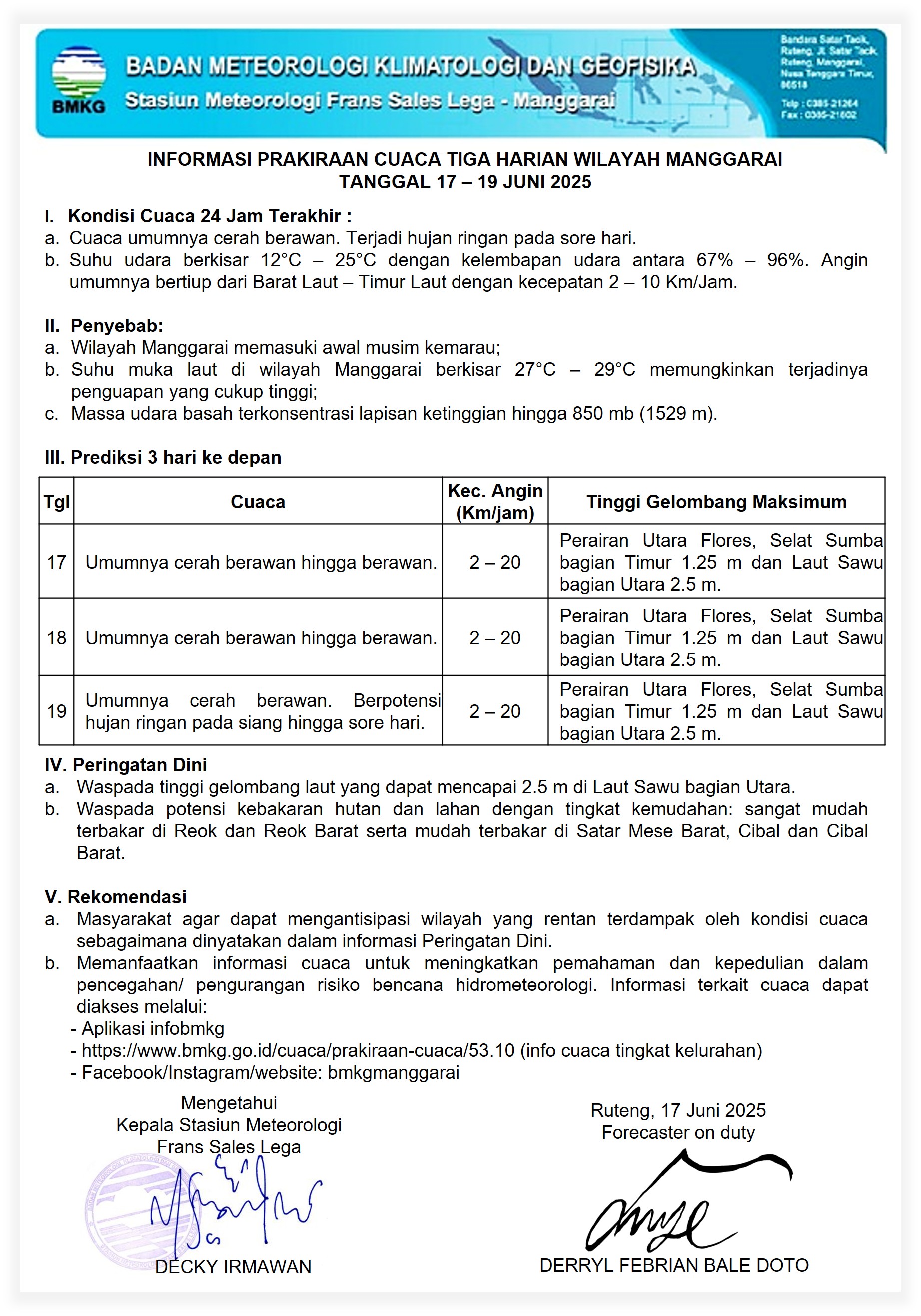 prakiraan cuaca 3 harian