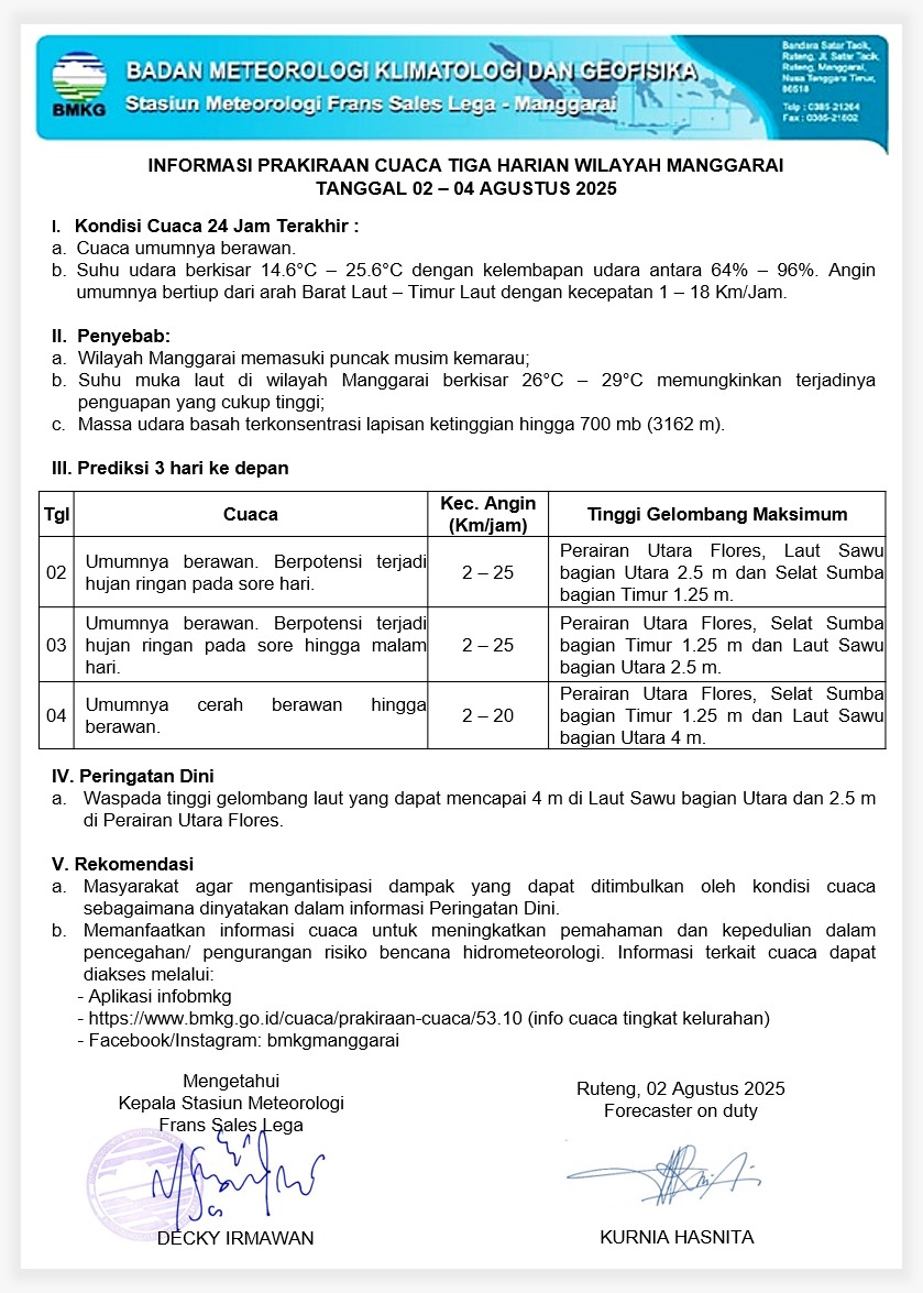 prakiraan cuaca 3 harian
