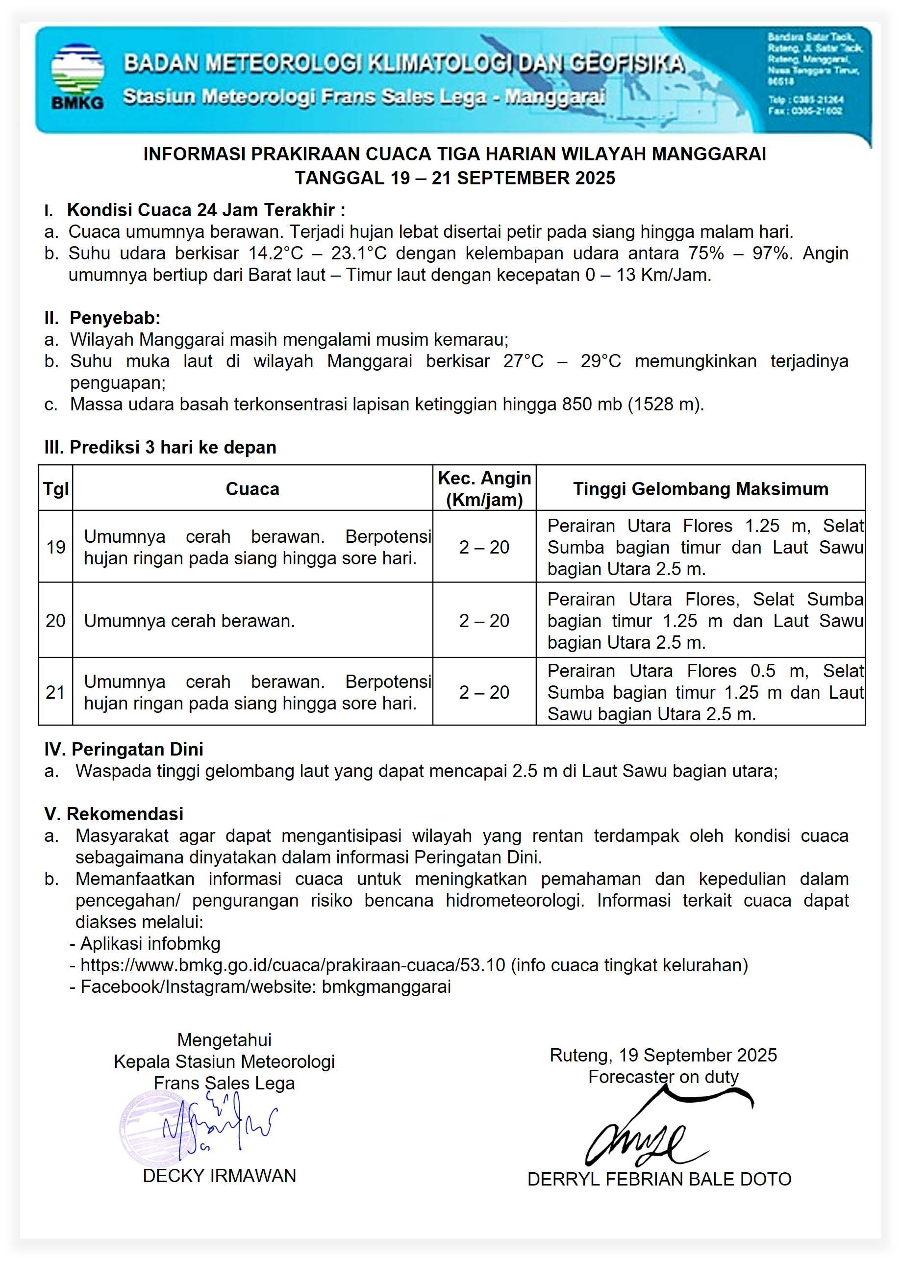 prakiraan cuaca 3 harian